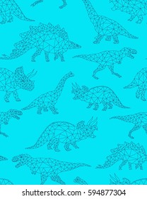 Geometric dinosaurs, seamless pattern, vector 