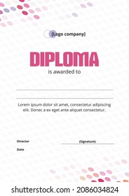 Geometric diploma template with patterns of multicolored ovals. Diploma of the winner of sports, scientific and educational competitions.