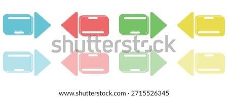 Geometric directional arrow tabs pointing left and right