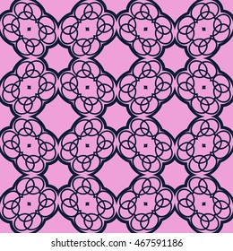 geometric distortion circular elements. complex geometric pattern of interwoven lines and shapes. seamless texture. for interior design, wallpaper, printing and textiles. purple color
