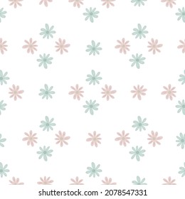 Flores de color marrón geométrico sin fisuras aisladas sobre fondo blanco. Impresión de camomila simple. Ornamento floral. Bonito fondo botánico. Diseño para tela, impresión textil, superficie, envoltura, cubierta.