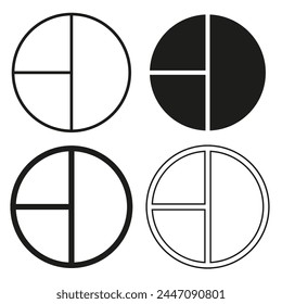 Geometric division symbols. Circular contrast icons. Abstract partition graphics. Vector illustration. EPS 10.