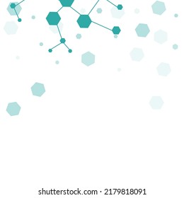 Geometric Dna Vector White Background. Chemical Structure Technology Illustration. Science Hexagon Futuristic Wallpaper. Modern Banner.