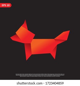 Geometric dog design vector, combined red and little bit orange color in black background. change able color and work well in both dark and light background
