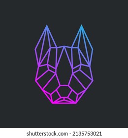 Geometric Dog Head. Abstract polygonal style. Line contour for tattoo, emblem, t-shirt design vector illustration