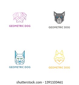 Geometric Dog Logo Design Vector Illustration