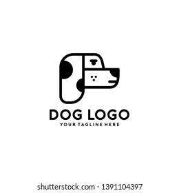 Geometric Dog Logo Design Vector Illustration