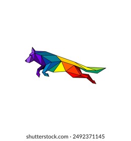 Geometric dog silhouettes polygonal art vibrant backgrounds