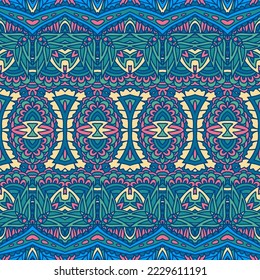 Geometric doodle colorful abstract decorative vector seamless ornamental pattern. Boho ornamental carpet. Arabesque bright design.