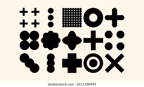Geometric doodle elements set in retro kids style. Crayon sketch symbols, shapes, zigzags, grids, stars, and waves for fun creative design and school projects.
