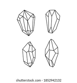  Geometric doodle line art magic boho gems crystal diamond vector clip-art drawing isolated on white background