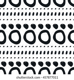 Geometric doodle seamless pattern. Black and white. Grunge background