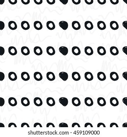 Geometric doodle seamless pattern. Black and white. 