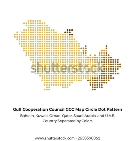 Geometric Dot Circle Pattern Vector Art Map Illustration of Gulf Cooperation Council GCC Countries