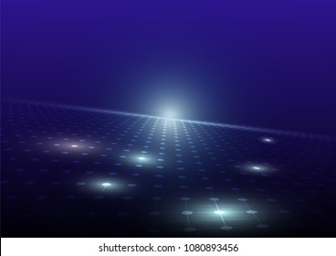 Geometric dot and line vector illustration, technology communication computer concept background