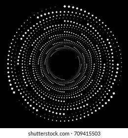 Geometric Dotted Circle Design in Monochrome. Modern Vector illustration without Transparency.