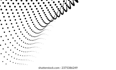 Geometric dotted curve shape. Technology abstract background. Minimalist backdrop. Background with copy space. Vector