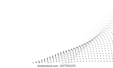 Geometric dotted curve shape. Technology abstract background. Minimalist backdrop. Background with copy space. Vector
