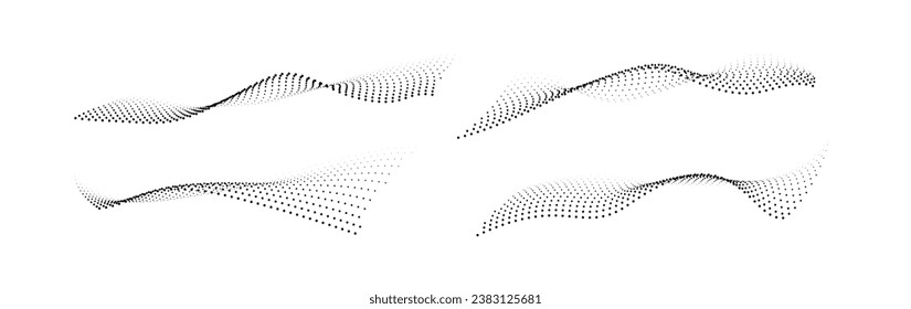 Geometric dotted curve shape. Technology abstract background. Minimalist backdrop. Vector