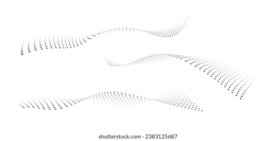 Geometric dotted curve shape. Technology abstract background. Minimalist backdrop. Vector