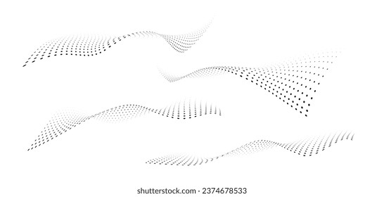 Geometric dotted curve shapes. Technology abstract background. Minimalist backdrop. Vector