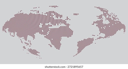 Geometrisches gepunktetes Erdkartendesign. Weltkarte digitales Vektordesign mit Kontinenten und Ländern