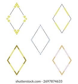 Geometric dotted frame. Colorful diamond shape. Abstract pattern border. Vector artistic form. EPS 10.