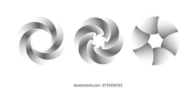 Geometric Dotted Halftone Spiral Shape Pattern Vector Illustration.
