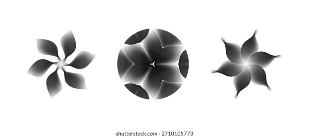 Geometric Dotted Halftone Spiral Shape Pattern Vector Illustration.