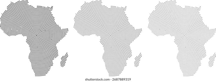 Geométrico pontilhado forma padrão redondo mapa Vetor África. 