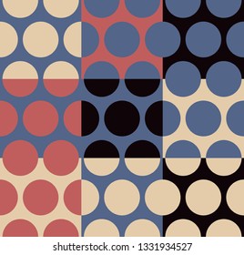 geometric dotted seamless pattern in brown blue shades