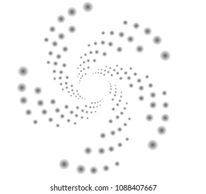 geometric dotted spiral pattern  black and white, dots spiral shape, vortex element vector