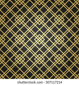 Geometric dotted vector black and golden pattern. Seamless abstract modern texture for wallpapers and backgrounds