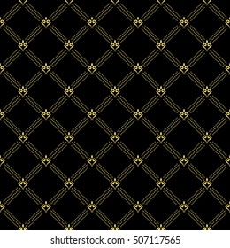 Geometric dotted vector black and golden pattern. Seamless abstract modern texture for wallpapers and backgrounds