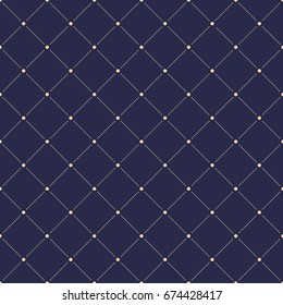 Geometric dotted vector dark blue and golden pattern. Seamless abstract modern texture for wallpapers and backgrounds