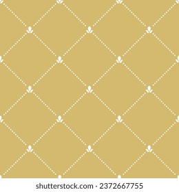 Geometric dotted vector golden and white pattern. Seamless abstract modern texture for wallpapers and backgrounds