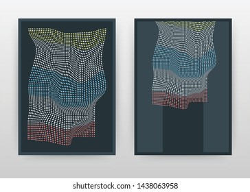 Geometric dotted waving business design for annual report, brochure, flyer, poster. Geometric dotted wave background vector illustration for flyer, leaflet, poster. Abstract A4 brochure template.
