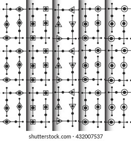 geometric and dotty pattern set, outline style