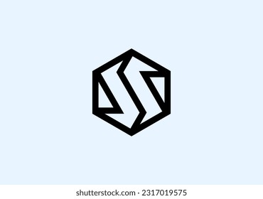 geometric doubble SS logo on hexagon cube shape
