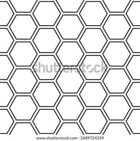 Geometric double honeycomb hexagonal shapes in seamless repeating vector pattern