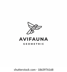 Geometric dove bird flying line style logo and icon design