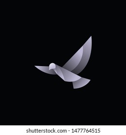 geometric dove, pigeon logo design, icon, vector, template, dark background