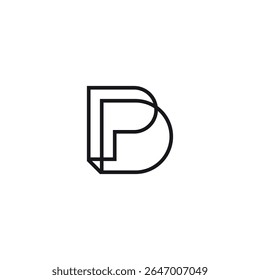 Geometric DP Monogram Logo, Minimal Modern Lettermark in Black.