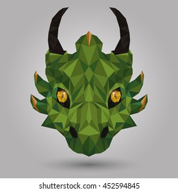 Geometric Dragon Head Design On Gray Background