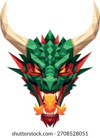 Geometric Dragon Head Vector Illustration