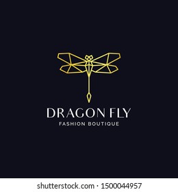 Geometric Dragonfly Logo design laser cut