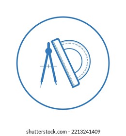 Geometric draw compass ruler icon | Circle version icon |