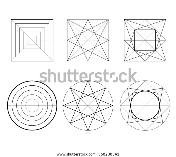 Geometric Drawing Circle Design Square Design Stock Vector