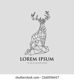 Geometric Drawing of Deer Animal Line Illustration