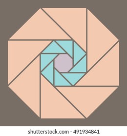 Geometric drawing with triangles, logo design element, shutter, diaphragm, vector illustration
